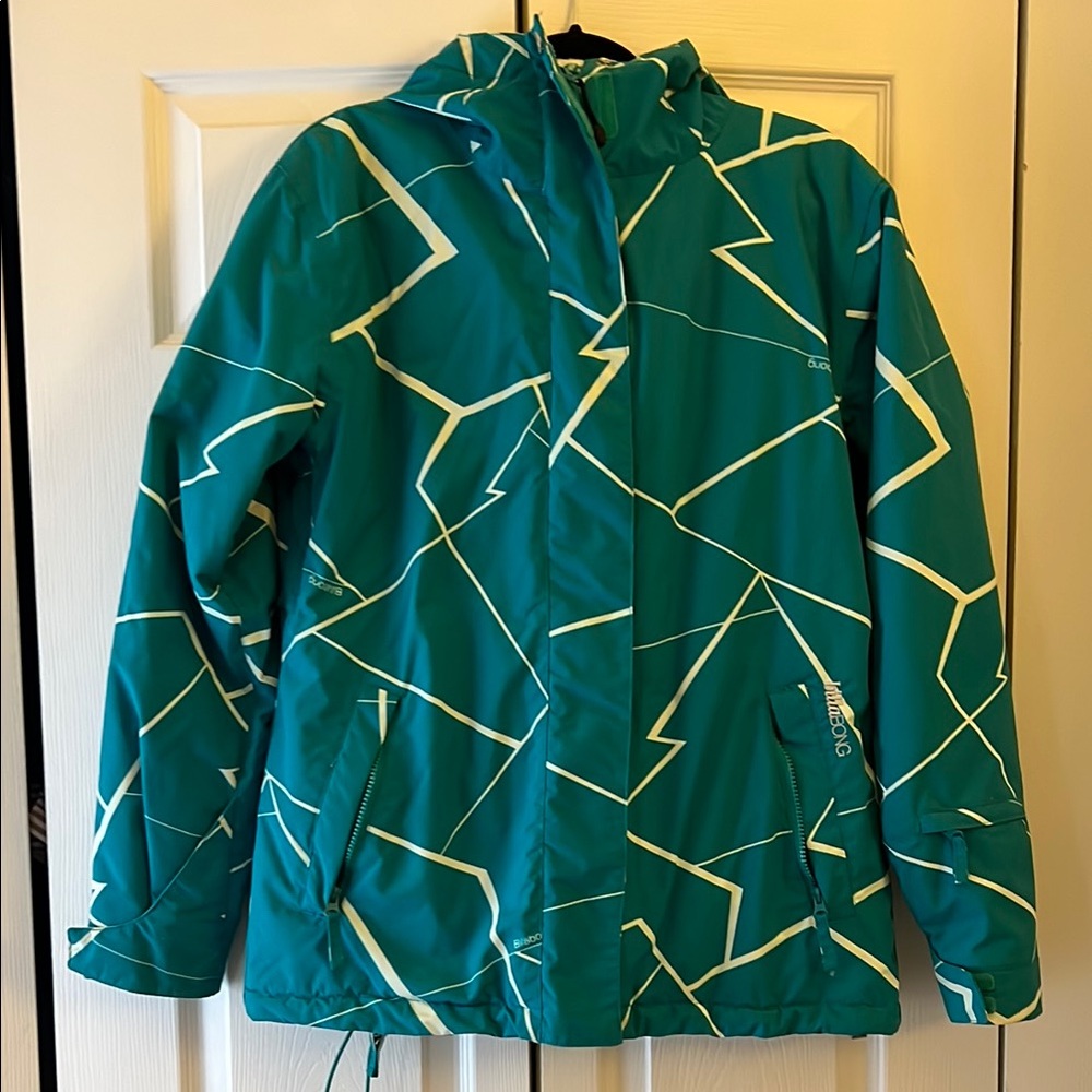 Billabong Green Raincoat with Hood and Water-Resistant Finish